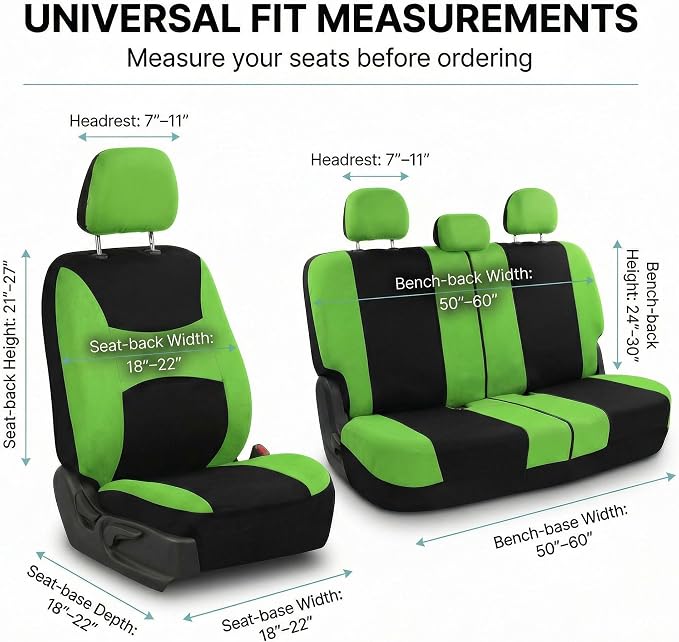 Universal Fabric Seat Covers — Green / Black