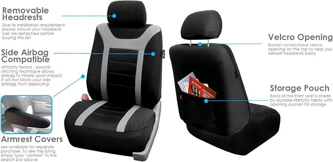 Universal Seat Covers — Gray / Black