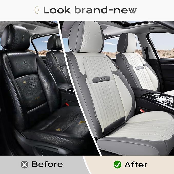 Universal Seat Covers — Front Seat — Gray / White