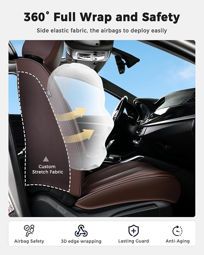 Universal Faux Leather Seat Covers — Coffee