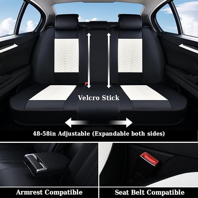 Universal Seat Covers — Full Set — Black / White