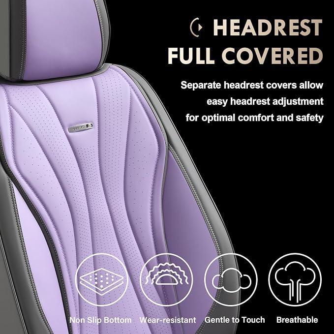 Universal Seat Covers — Full Set — Gray / Purple