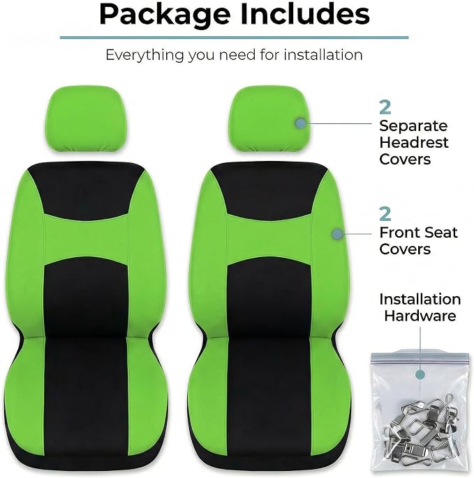 Universal Fabric Seat Covers — Front Seat — Green