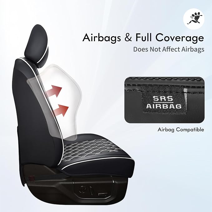 Seat Covers for Multiple Vehicles — Full Set — Black / White