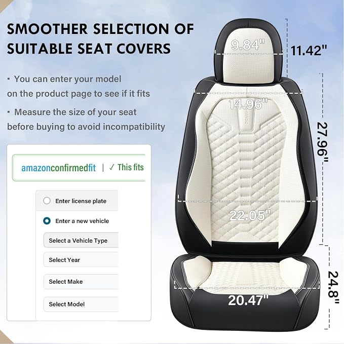 Universal Seat Covers — Full Set — Black / White