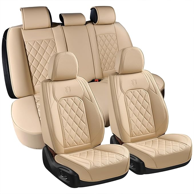 Universal Faux Leather Seat Covers — Full Set — Beige