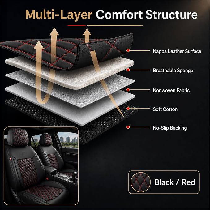 Universal Seat Covers — Red / Black