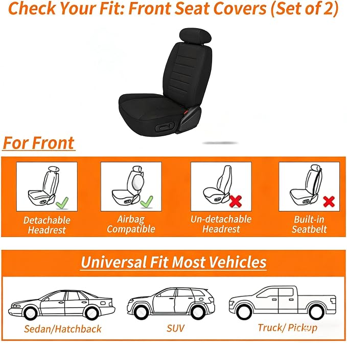 Universal Seat Covers — Front Seat — Gray