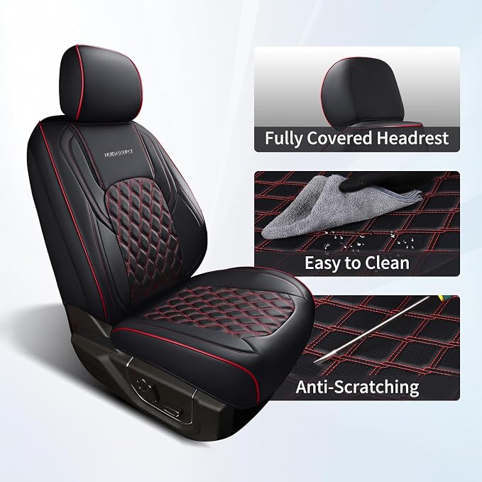 Seat Covers for Multiple Vehicles — Full Set — Black / Red
