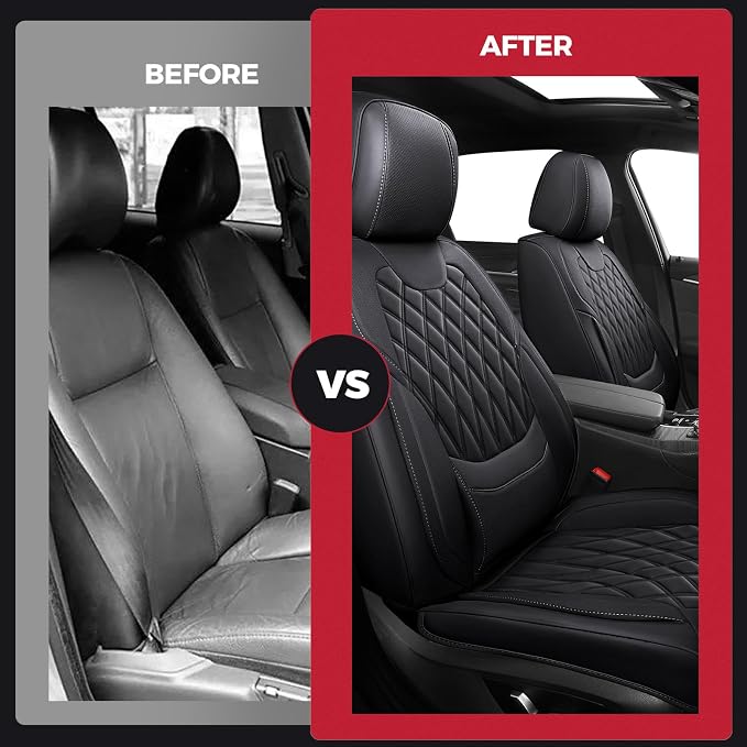 Universal Faux Leather Seat Covers — Full Set — Black