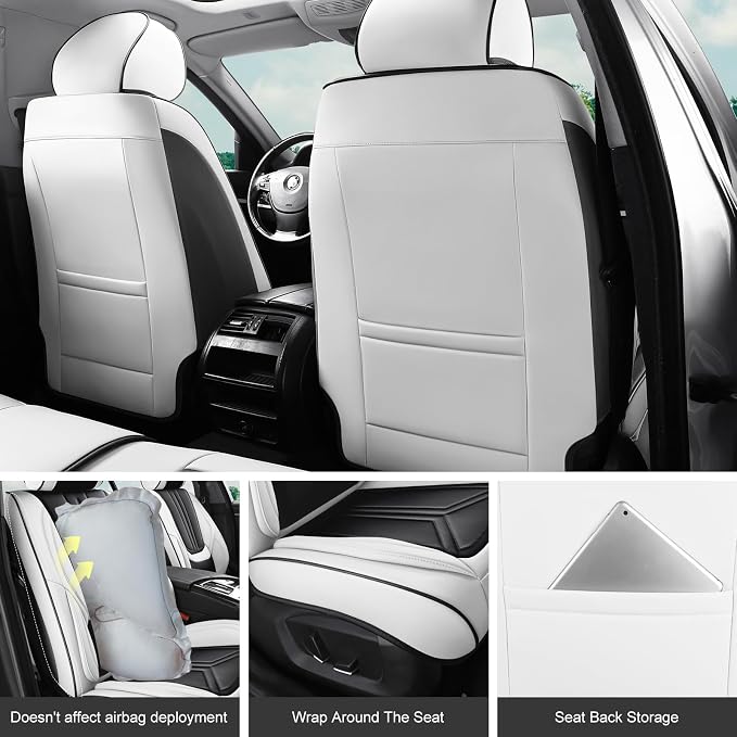 Universal Seat Covers — Full Set — White / Black