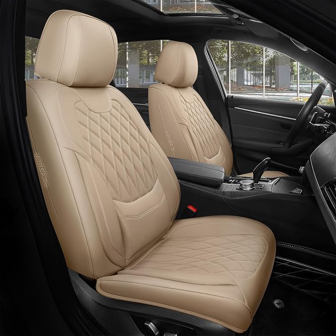 Universal Faux Leather Seat Covers — Full Set — Beige