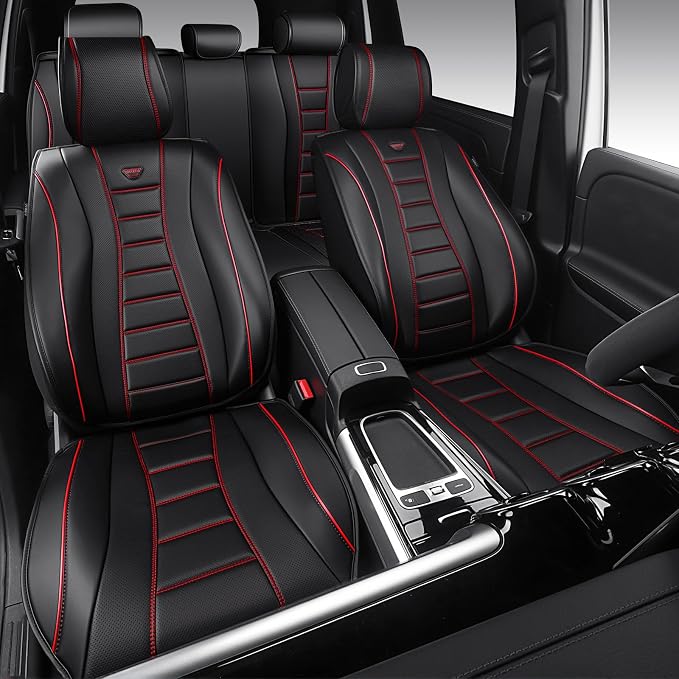 Universal Seat Covers — Full Set — Black / Red
