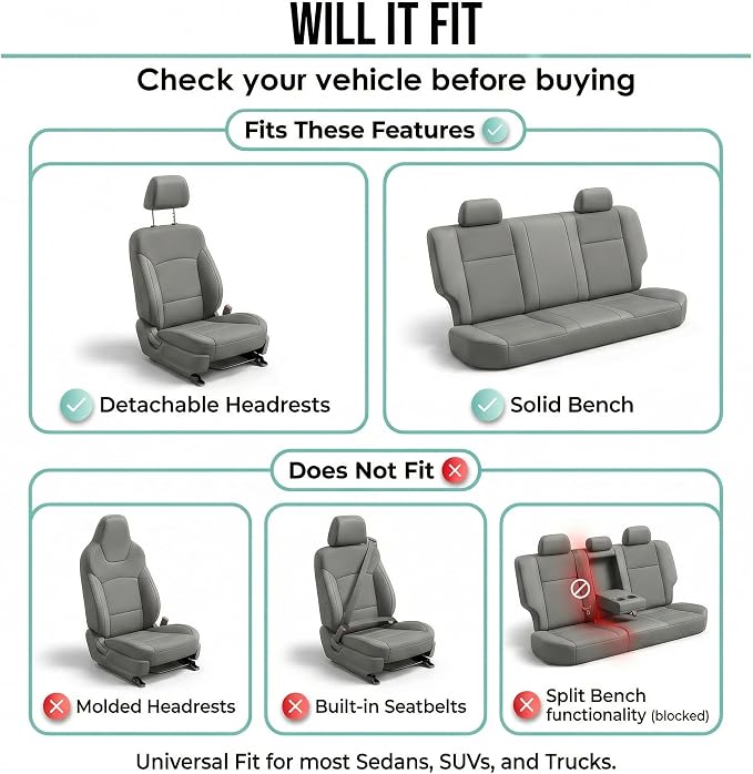 Universal Fabric Seat Covers — Full Set — Pink