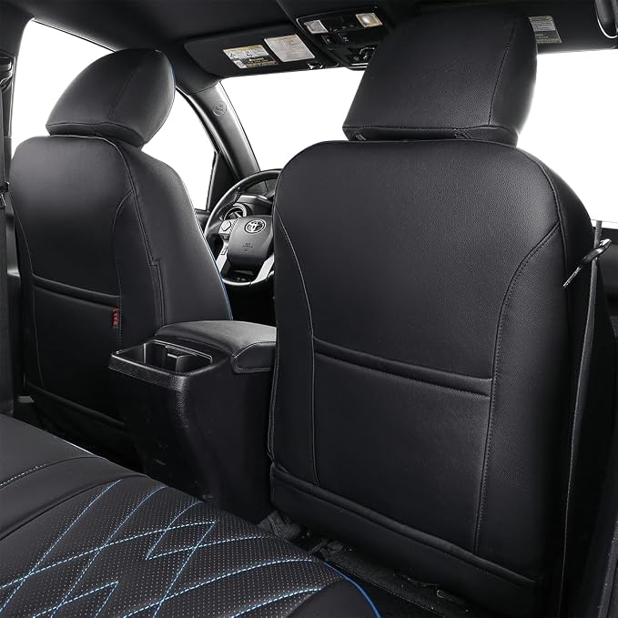 Faux Leather Seat Covers for Toyota Tacoma — Full Set — Black / Blue