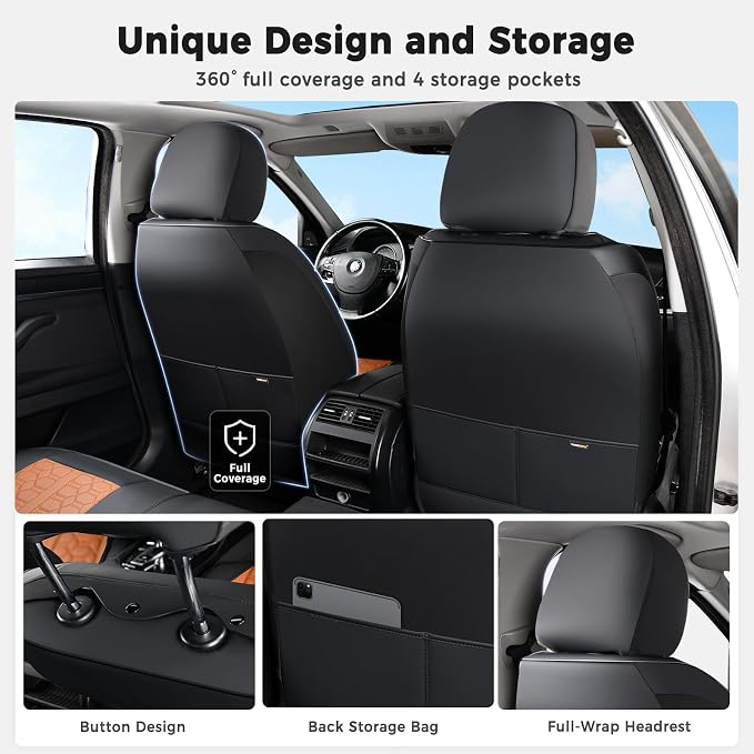 Universal Seat Covers — Front Seat — Black / Brown