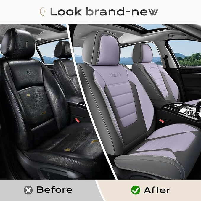 Universal Seat Covers — Front Seat — Gray / Purple