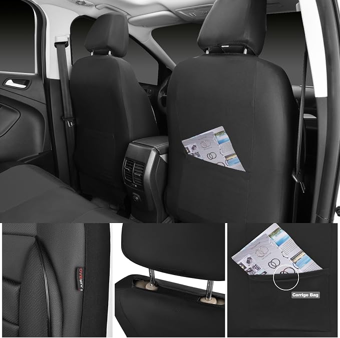 Universal Faux Leather Seat Covers — Front Seat — Black