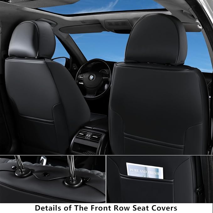 Universal Faux Leather Seat Covers — Front Seat — Black