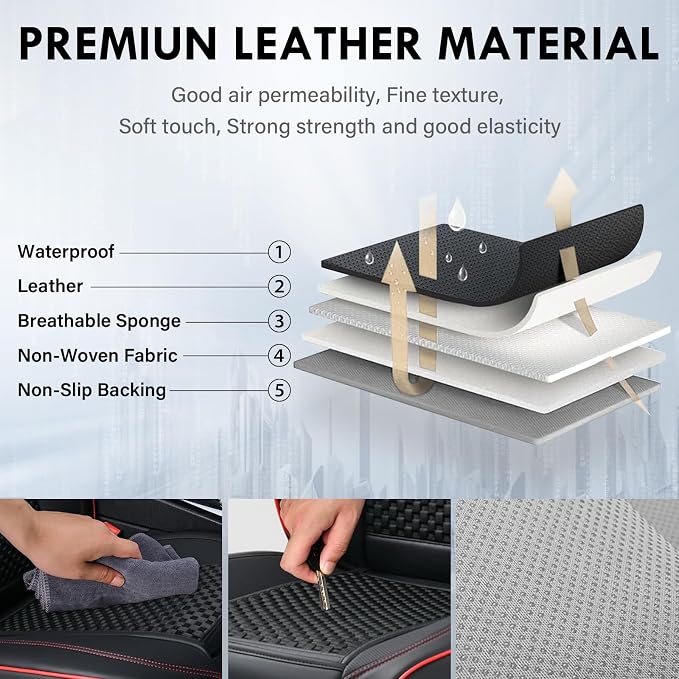 Universal Seat Covers — Full Set — Black / Red