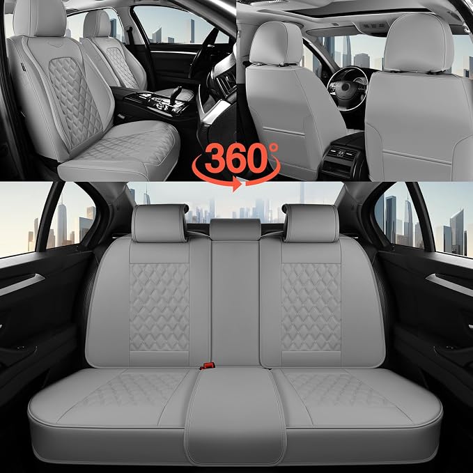 Universal Faux Leather Seat Covers — Full Set — Gray
