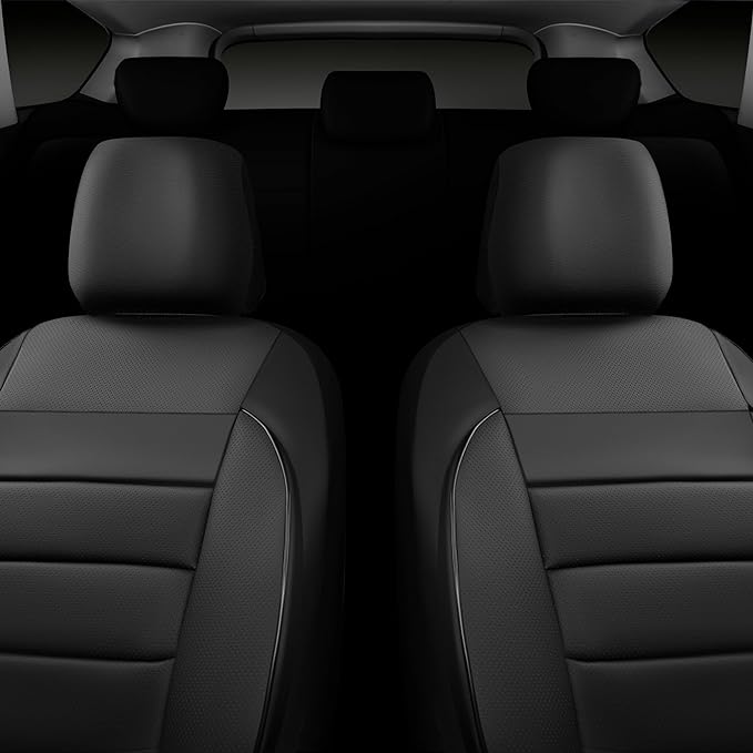 Universal Faux Leather Seat Covers — Front Seat — Black