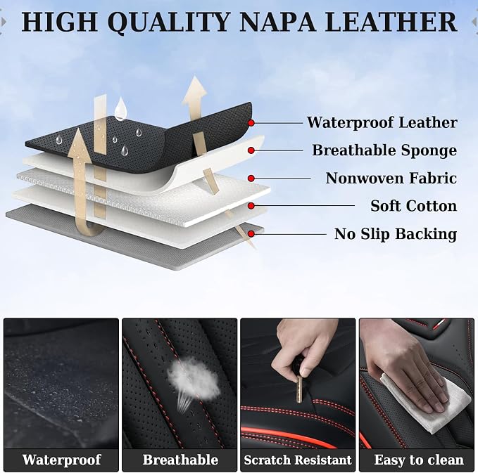Universal Seat Covers — Full Set — Black / Red