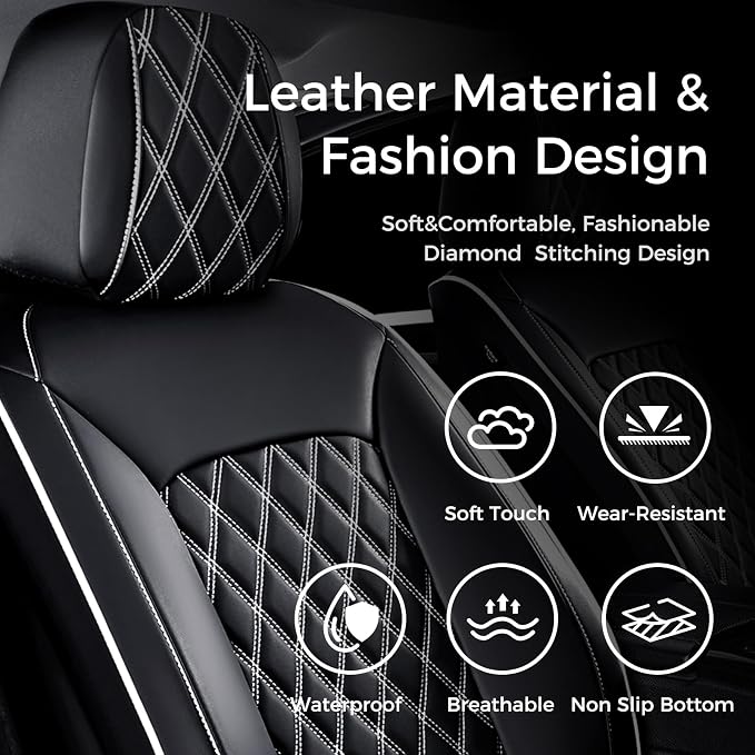 Universal Seat Covers — Full Set — Black / White