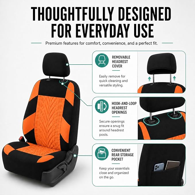 Universal Seat Covers — Full Set — Orange