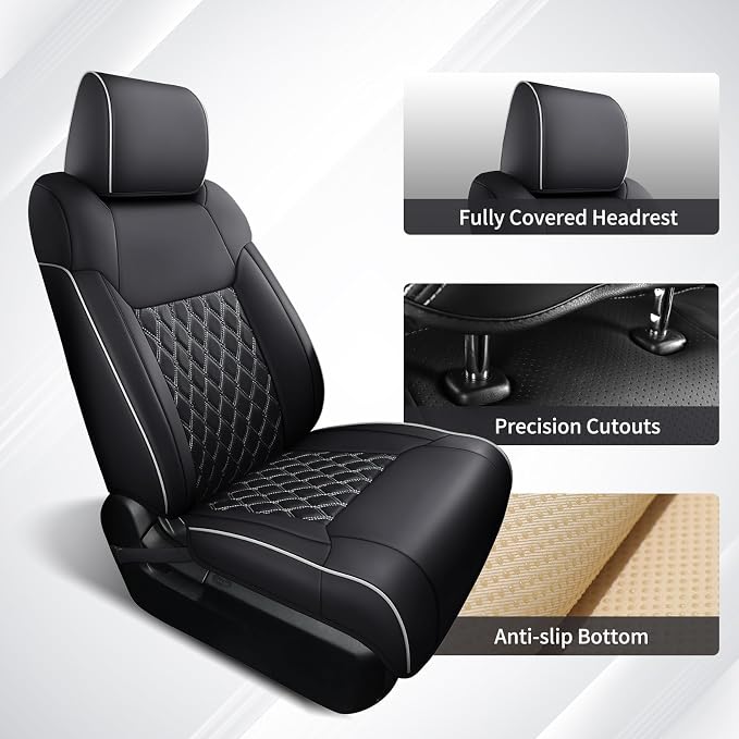 Seat Covers for Toyota Tacoma — Full Set — Black / White