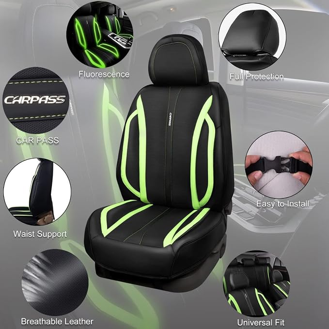 Universal Seat Covers — Full Set — Green / Black