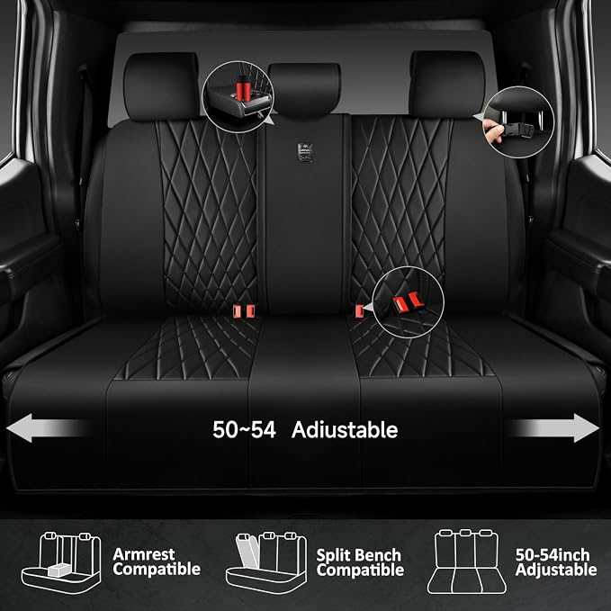 Universal Faux Leather Seat Covers — Full Set — Black
