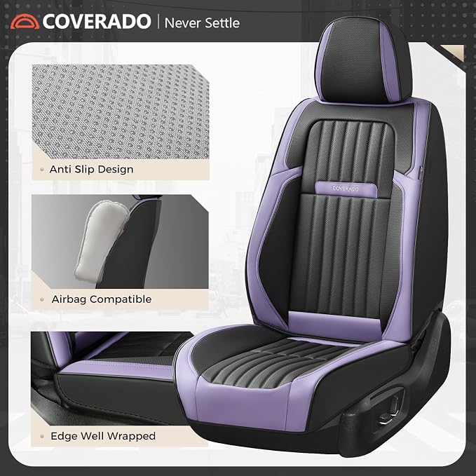 Universal Seat Covers — Full Set — Purple / Black