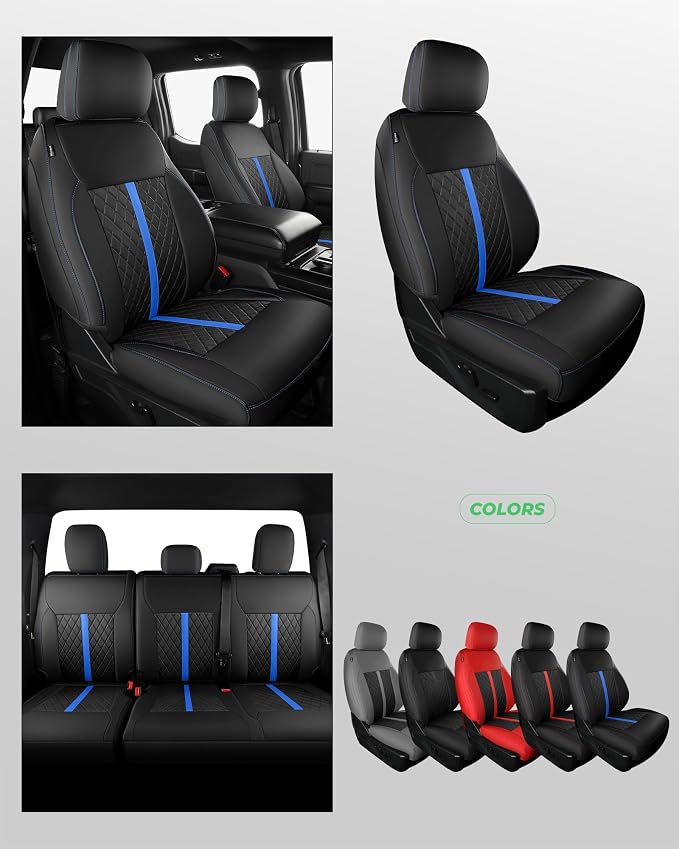 Seat Covers for Multiple Vehicles — Full Set — Black / Blue