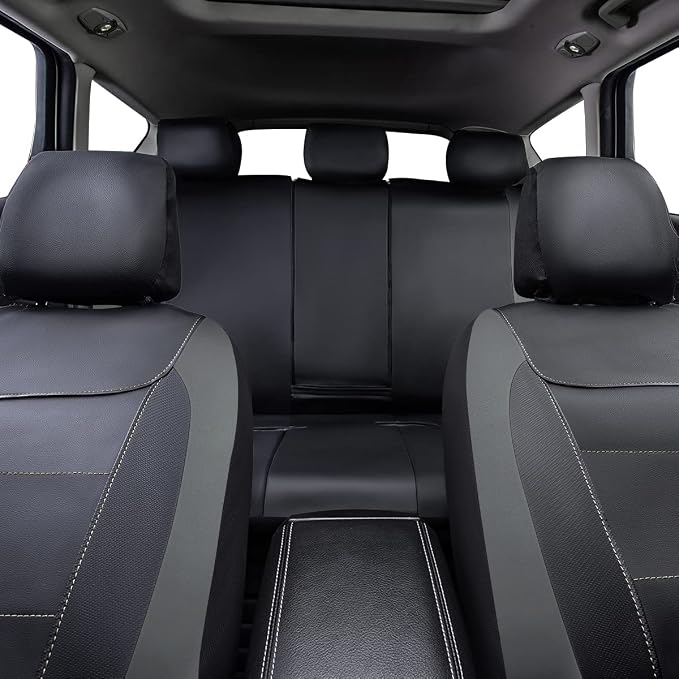 Faux Leather Car Seat Covers — Full Set — Black / Gray