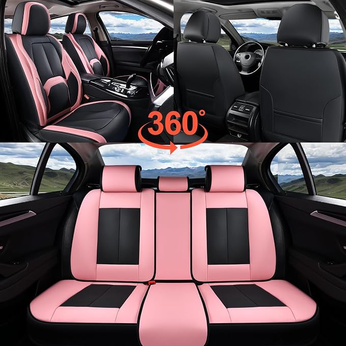 Universal Seat Covers — Full Set — Black / Pink