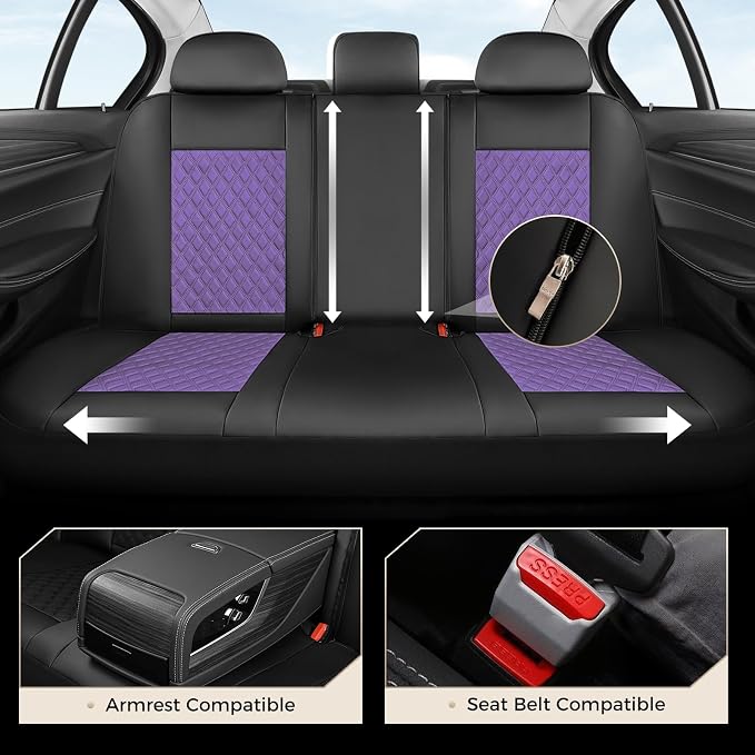 Universal Seat Covers — Full Set — Black / Purple