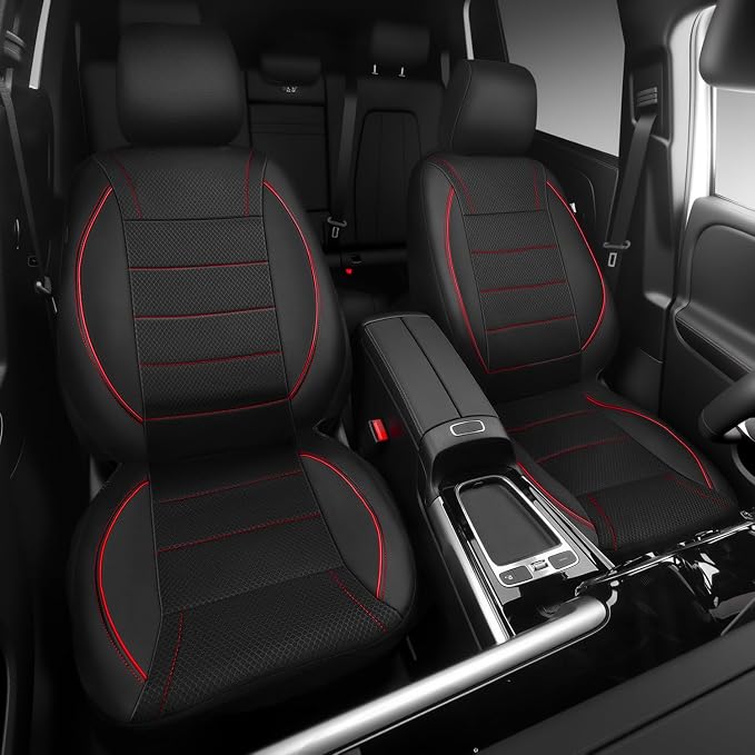 Universal Fabric Seat Covers — Front Seat — Black / Red