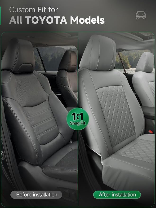 Faux Leather Seat Covers for Multiple Vehicles — Front Seat — Gray