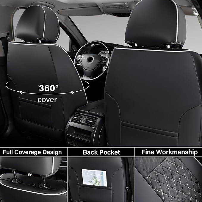 Faux Leather Seat Covers for Toyota Tacoma — Full Set — White