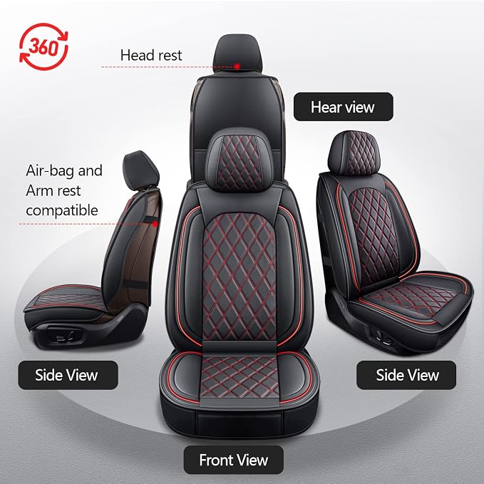 Seat Covers for Multiple Vehicles — Full Set — Black / Red
