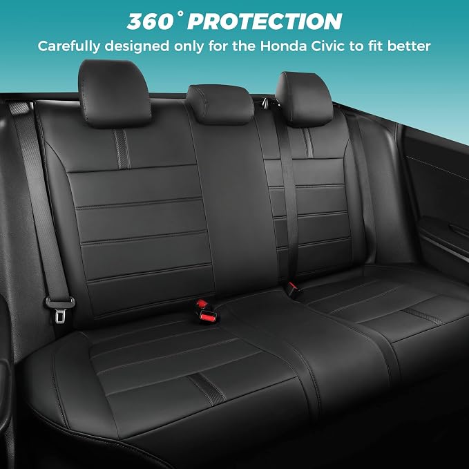 Faux Leather Seat Covers for Honda Civic — Full Set — Black