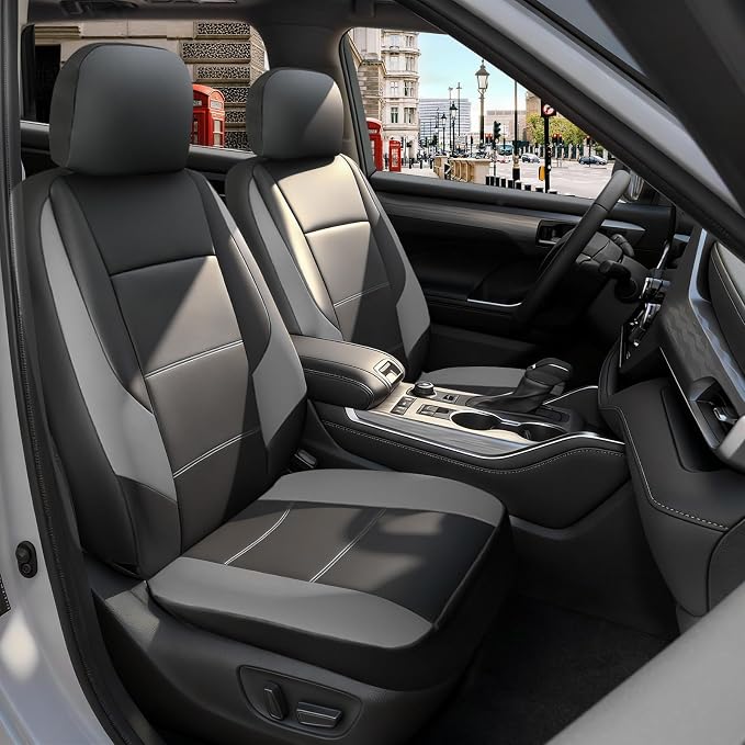 Faux Leather Seat Covers for Multiple Vehicles — Front Seat — Black / Gray