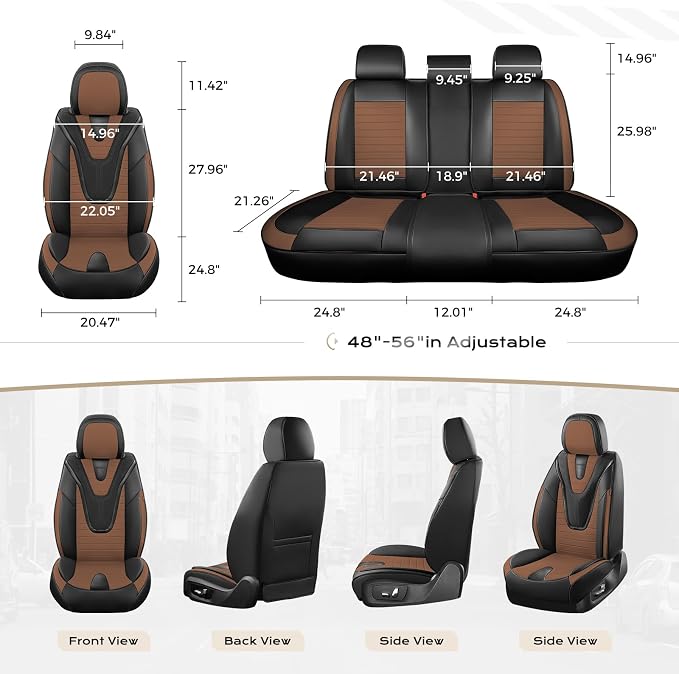 Universal Seat Covers — Full Set — Black / Brown