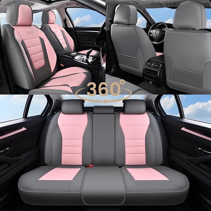 Universal Seat Covers — Full Set — Gray / Pink