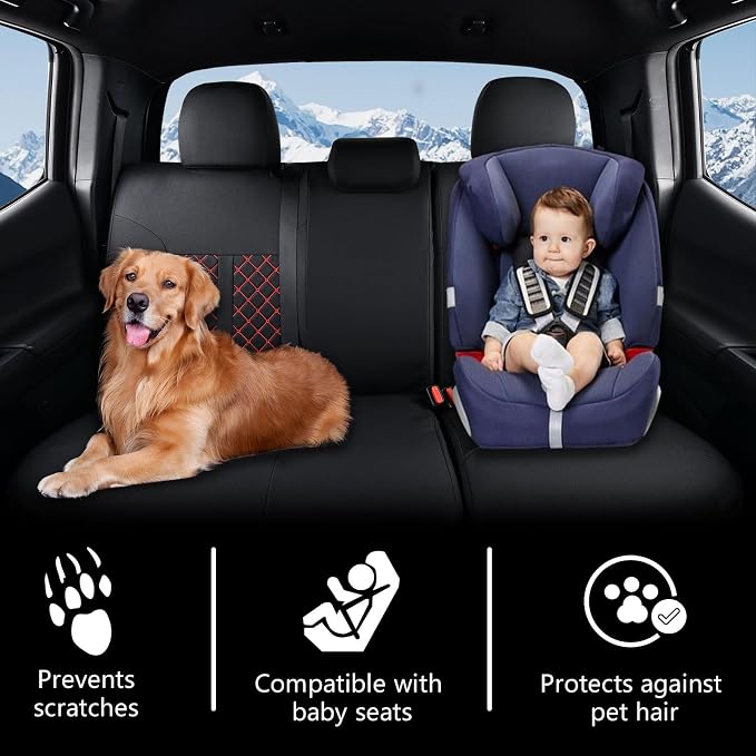 Seat Covers for Toyota Tacoma — Full Set — Black / Red