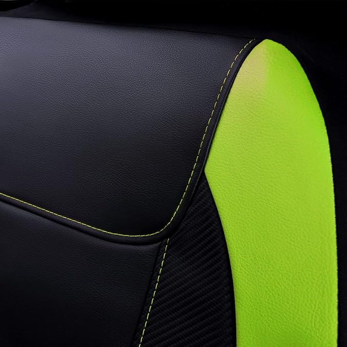 Faux Leather Car Seat Covers — Front Seat — Green / Black