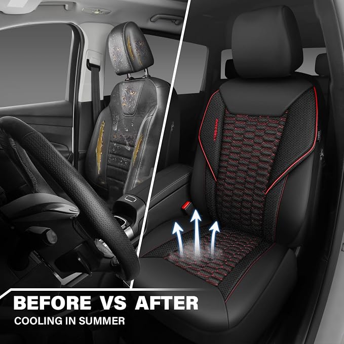 Universal Fabric Seat Covers — Front Seat — Black / Red
