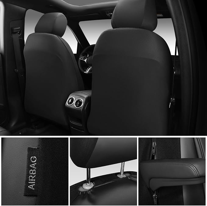 Universal Faux Leather Seat Covers — Front Seat — Black