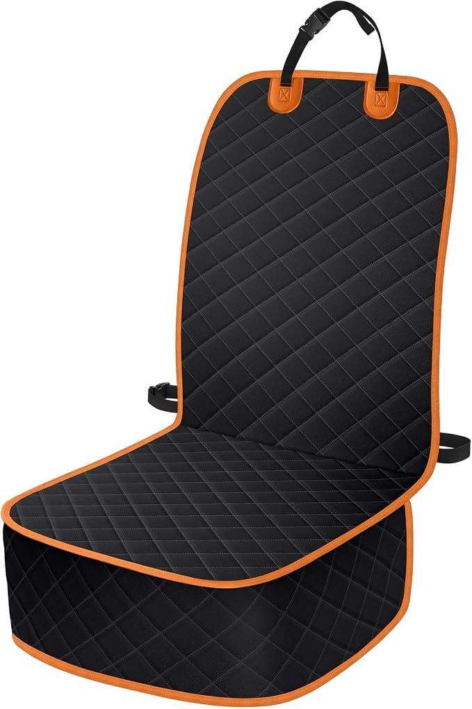 Pet Car Seat Protector — Front Seat — Black / Orange